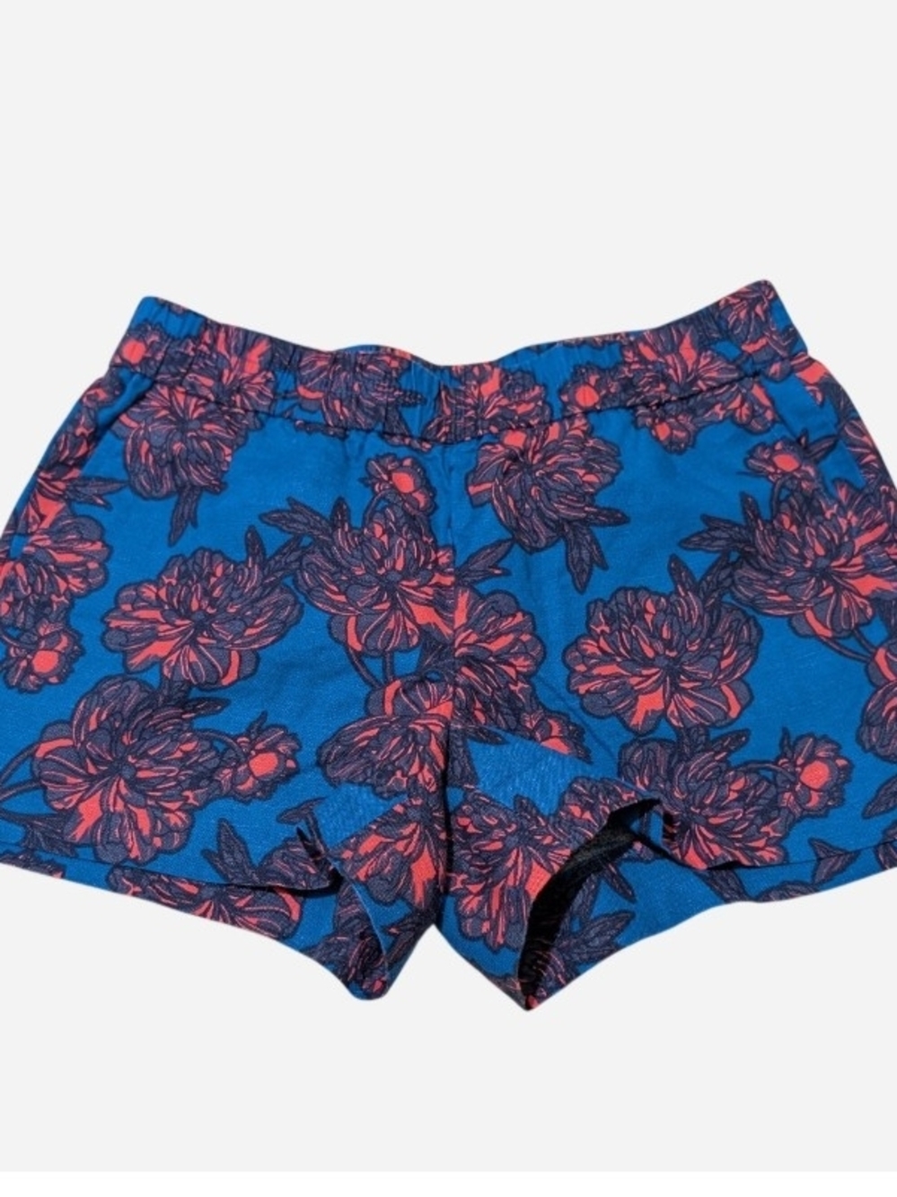 Pre-owned J. Crew Blue Shorts with Red Floral Print - Picture 2 of 7